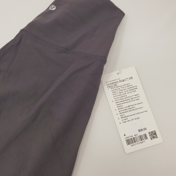 [ NWT ] Size 4 Lululemon Align Hr Pant Black 25" - Picture 4 of 4